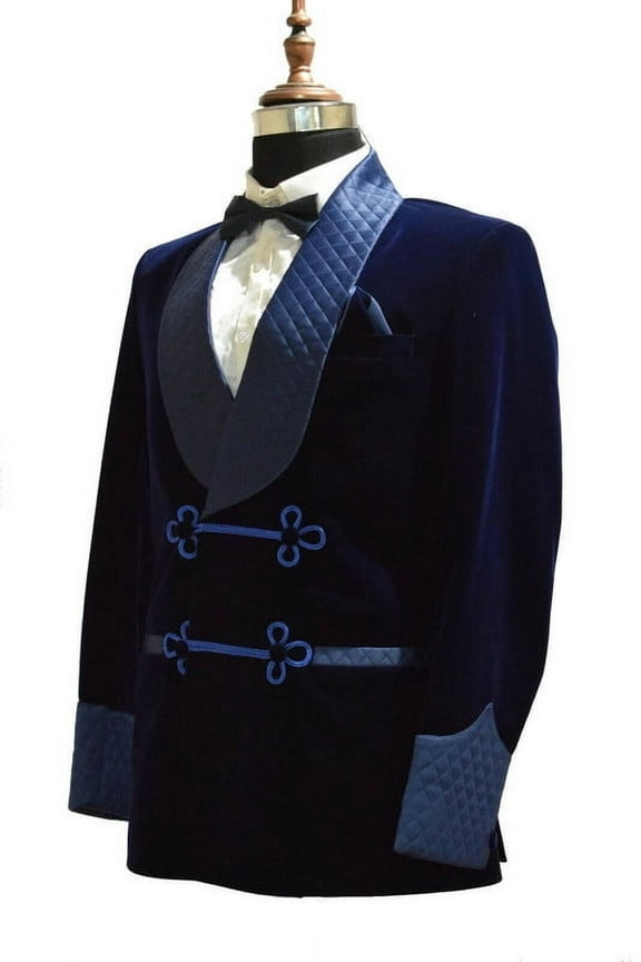 Mens Luxury Velvet Smoking Jacket Soft Shawl Collar relaxation to any occasion