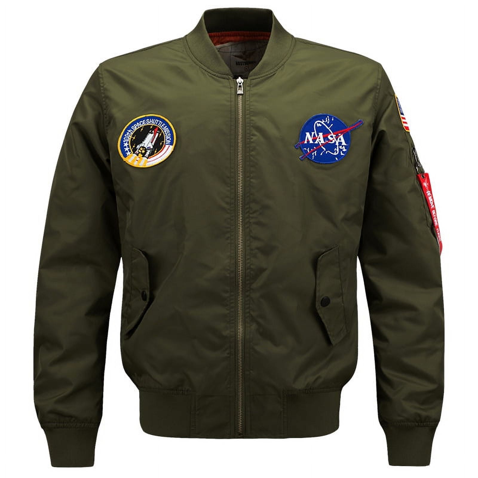 Mens MA-1 NASA Patches Slim Fit Bomber Jackets Windbreaker Bomber ...