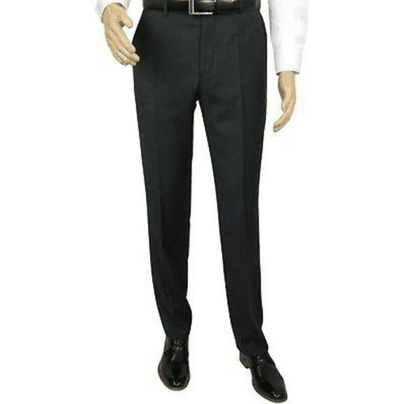 Mens MANTONI Flat Front Pants 100% Wool Super 140's Classic Fit 46306-3 Charcoal