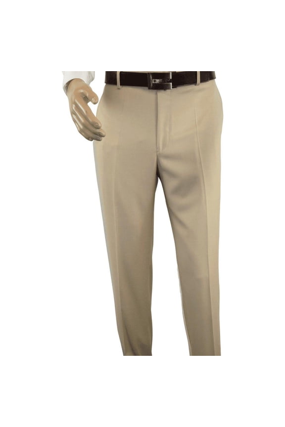 Mens MANTONI Flat Front Pants All Wool Super 140's Classic Fit 40901 Beige