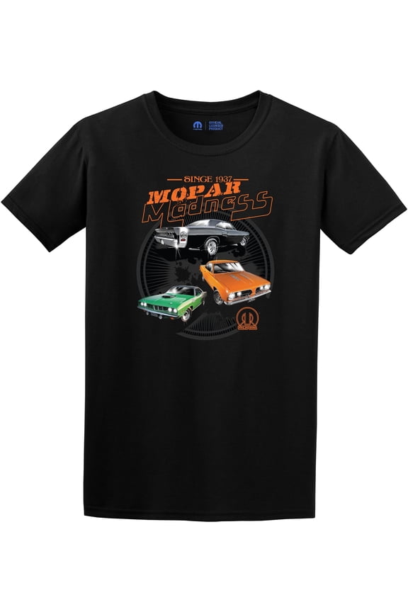 JH Design Men's Mopar Madness T-Shirt Short Sleeve Black Shirt