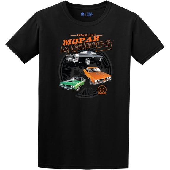 JH Design Men's Mopar Madness T-Shirt Short Sleeve Black Shirt
