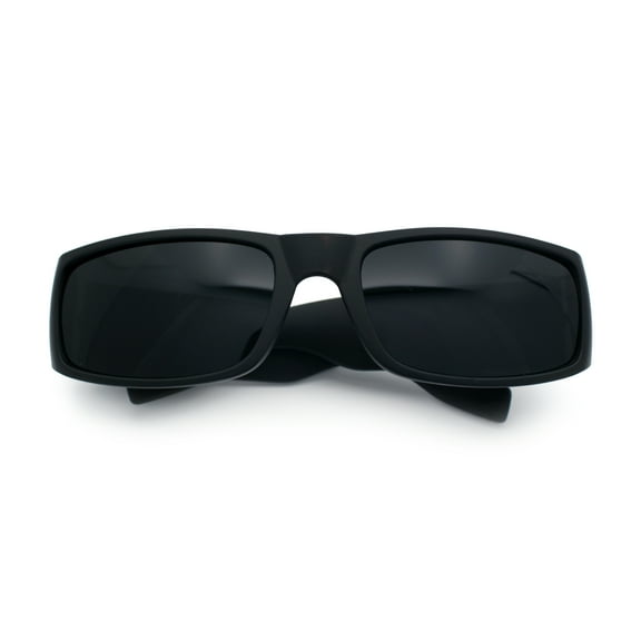 Mens Mad Dog Narrow Rectangle 90s Street Gangster Shade Sunglasses Matte Black