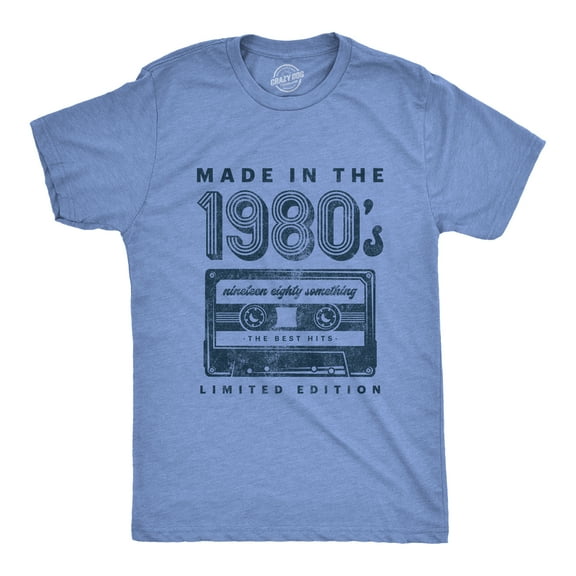 Mens Made In The 1980s T Shirt Funny Retro Cassette Tape Music Graphic Tee Graphic Tees