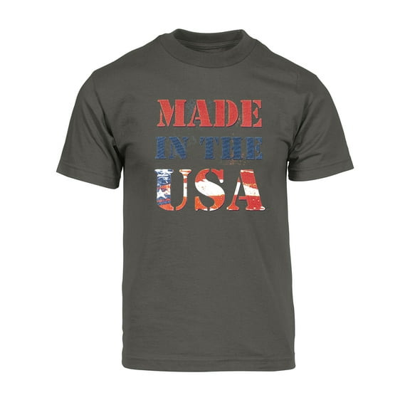 Mens Made in the USA Patriot Short-Sleeve T-Shirt - Dark Grey - Medium