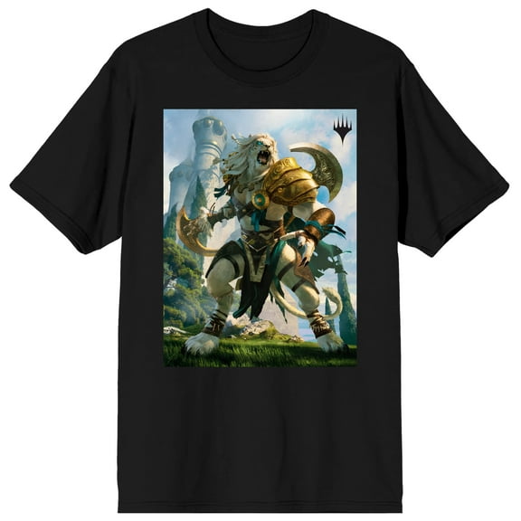 Mens Magic: The Gathering Card Game Lion Character Black Graphic Tee Shirt - M
