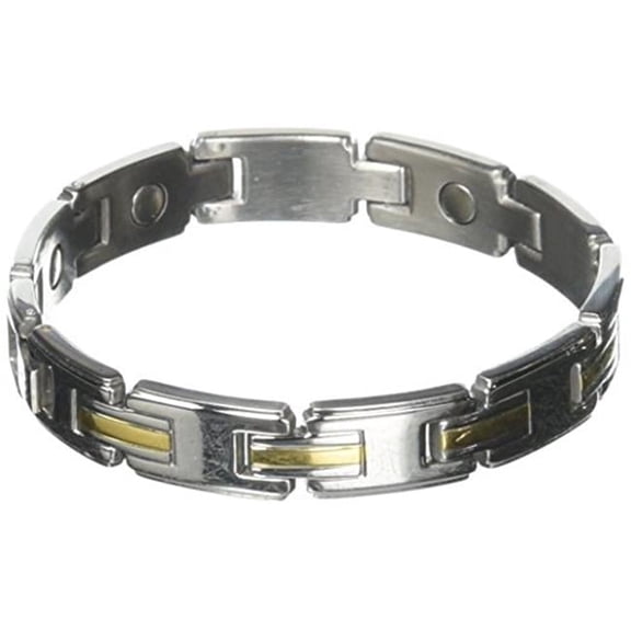 Mens Magnetic Link Bracelet, Stainless Gold - Large & Extra Large