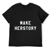 Mens Make Herstory Feminist T-Shirt Black Small