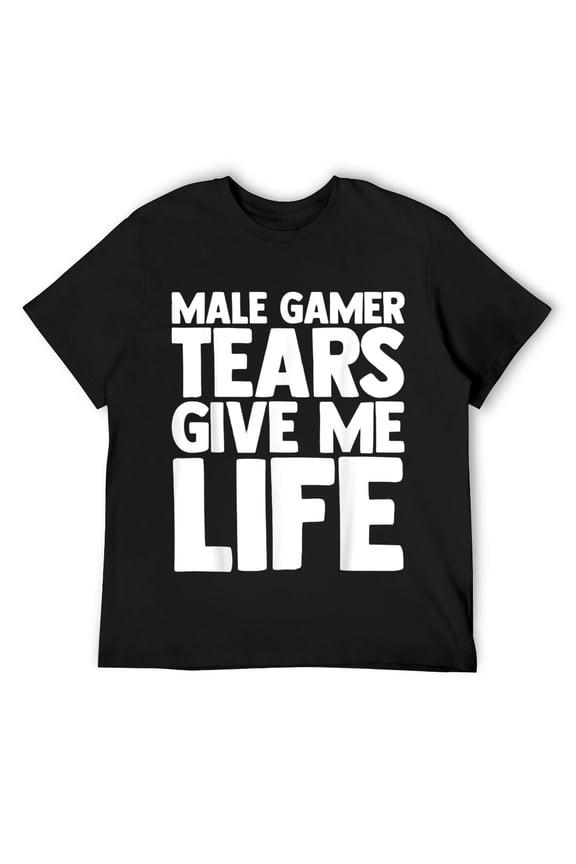 Mens Male Gamer Tears Give Me Life Funny Novelty Gaming Nerdy T-Shirt Black
