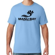 Mens Manu Bay Surf Company BLACK LOGO T-shirt, Small Light Blue