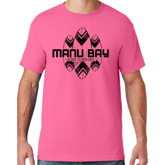 Mens Manu Bay Surf Company BLACK SURFBOARDS T-shirt, 5XL Neon Pink