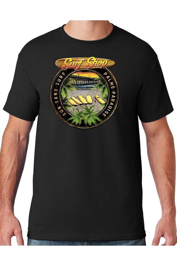 Mens Manu Bay Surf Company CIRCLE SURFING T-shirt, 3XL Black