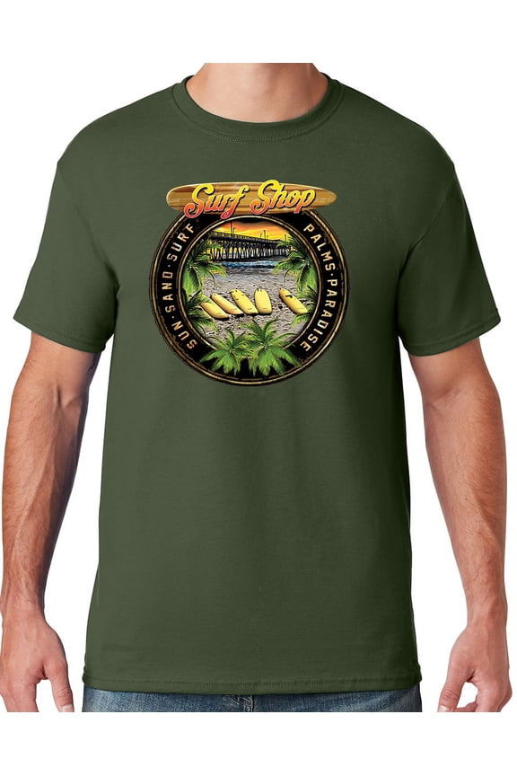 Mens Manu Bay Surf Company CIRCLE SURFING T-shirt, 3XL Military Green