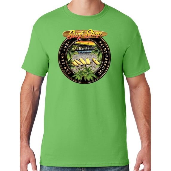 Mens Manu Bay Surf Company CIRCLE SURFING T-shirt, 4XL Kiwi Green