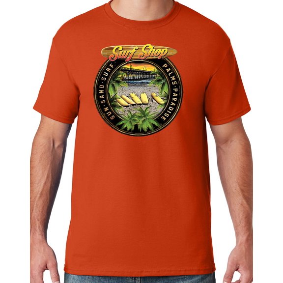 Mens Manu Bay Surf Company CIRCLE SURFING T-shirt, 5XL Burnt Orange