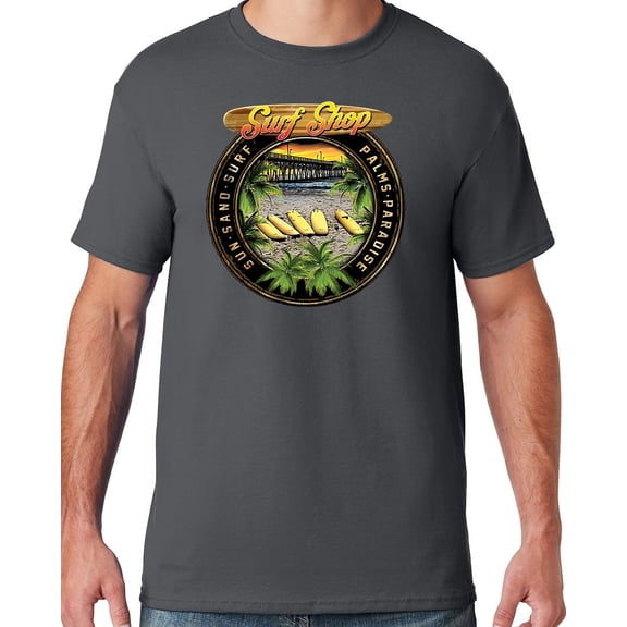 Mens Manu Bay Surf Company CIRCLE SURFING T-shirt, 5XL Charcoal Grey