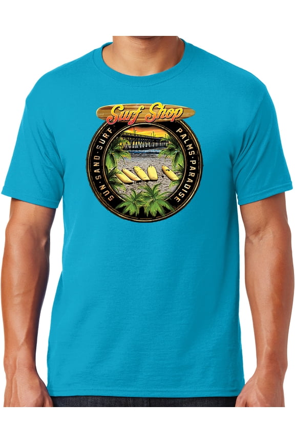Mens Manu Bay Surf Company CIRCLE SURFING T-shirt, XL Cali Blue