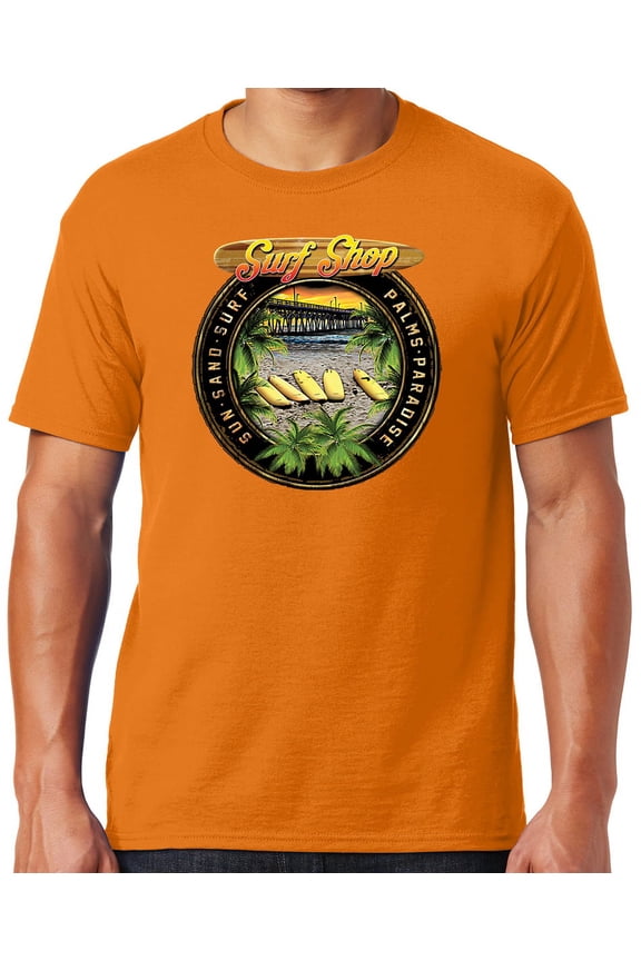 Mens Manu Bay Surf Company CIRCLE SURFING T-shirt, XL Tennessee Orange