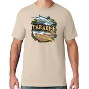 Mens Manu Bay Surf Company PARADISE SURF SHACK MARLIN T-shirt, Small Sandstone