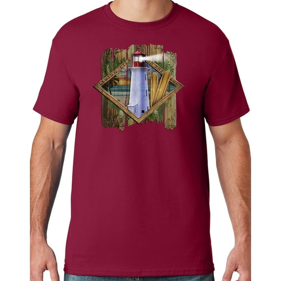 Mens Manu Bay Surf Company SURF LIGHTHOUSE T-shirt, 4XL Cardinal Red