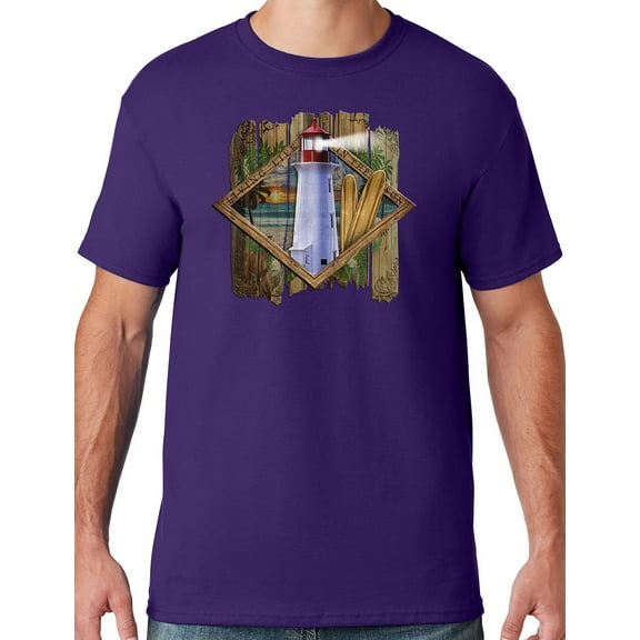 Mens Manu Bay Surf Company SURF LIGHTHOUSE T-shirt, 4XL Deep Purple