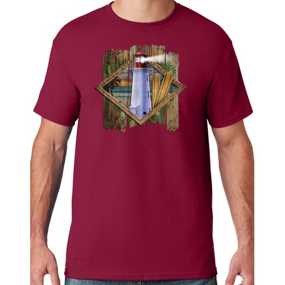 Mens Manu Bay Surf Company SURF LIGHTHOUSE T-shirt, 5XL Cardinal Red