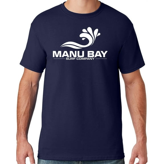 Mens Manu Bay Surf Company WHITE LOGO T-shirt, 2XL Navy Blue