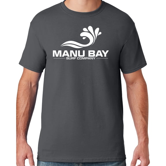 Mens Manu Bay Surf Company WHITE LOGO T-shirt, 4XL Charcoal Grey