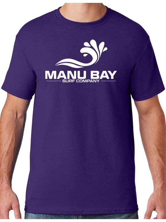 Mens Manu Bay Surf Company WHITE LOGO T-shirt, Small Deep Purple