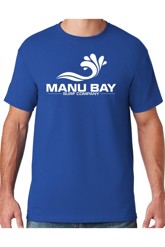 Mens Manu Bay Surf Company WHITE LOGO T-shirt, Small Royal Blue
