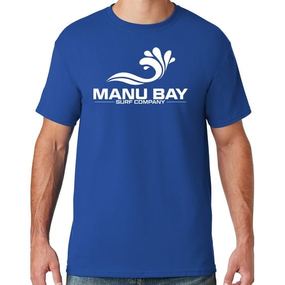 Mens Manu Bay Surf Company WHITE LOGO T-shirt, XL Royal Blue