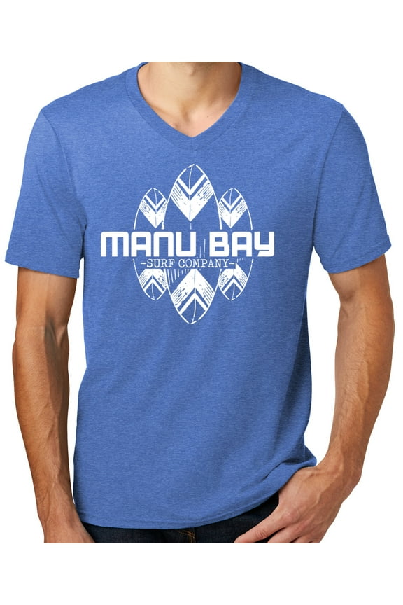 Mens Manu Bay Surf Company WHITE SURFBOARDS Surfer T-shirt, 4XL Heathered Royal