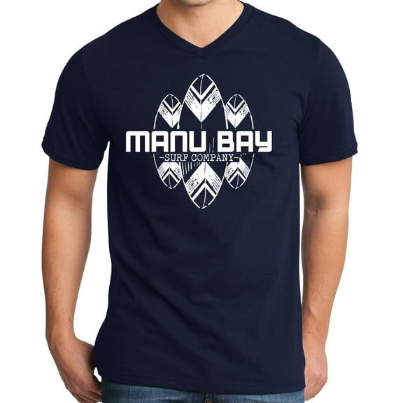 Mens Manu Bay Surf Company WHITE SURFBOARDS Surfer T-shirt, Small New Navy