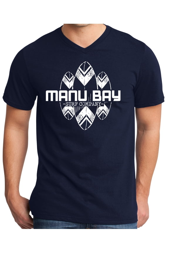 Mens Manu Bay Surf Company WHITE SURFBOARDS Surfer T-shirt, Small New Navy