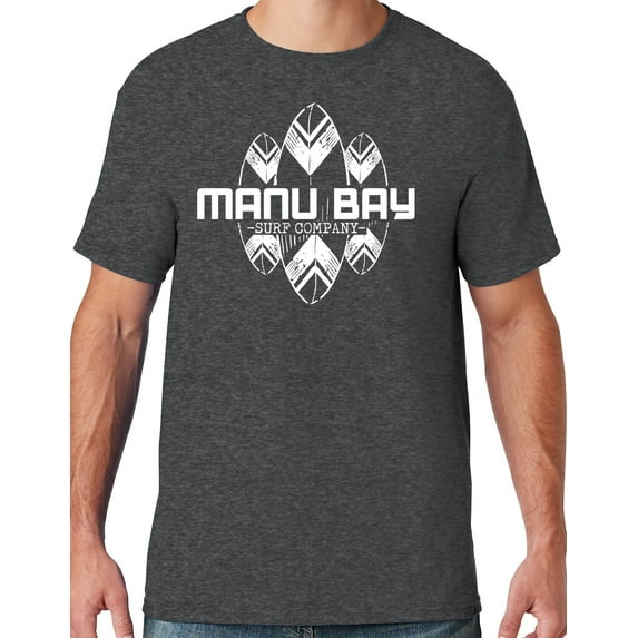 Mens Manu Bay Surf Company WHITE SURFBOARDS T-shirt, 5XL Black Heather