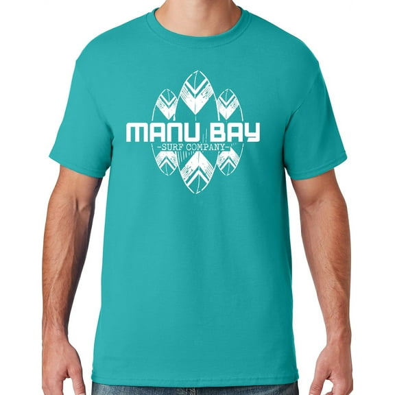 Mens Manu Bay Surf Company WHITE SURFBOARDS T-shirt, 5XL Jade