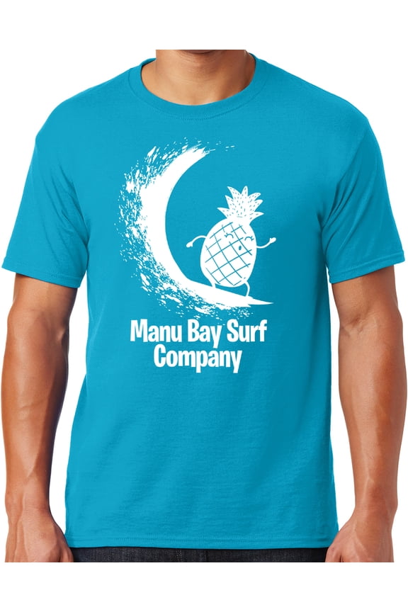 Mens Manu Bay Surf Company WHITE SURFING PINEAPPLE T-shirt, 3XL Cali Blue