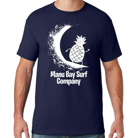 Mens Manu Bay Surf Company WHITE SURFING PINEAPPLE T-shirt, 4XL Navy Blue