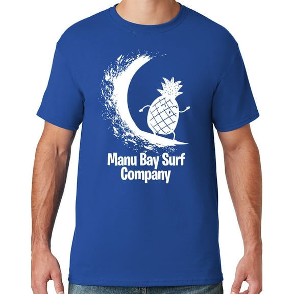 Mens Manu Bay Surf Company WHITE SURFING PINEAPPLE T-shirt, 5XL Royal Blue