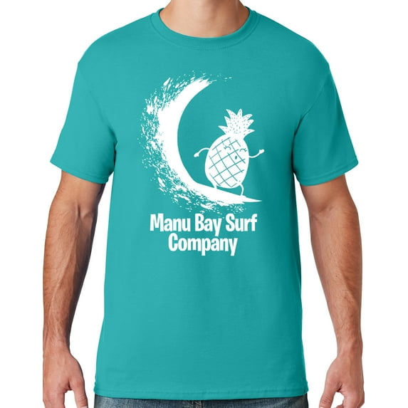Mens Manu Bay Surf Company WHITE SURFING PINEAPPLE T-shirt, XL Jade