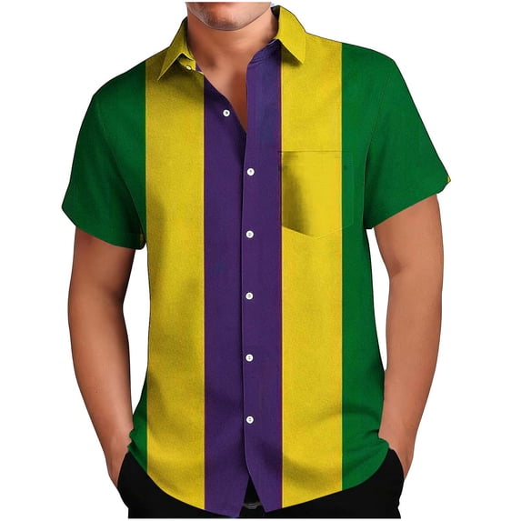 Mens Mardi Gras Shirt Mask Graphic Tee Button Down Short Sleeve Blouse Summer Hawaiian Shirts Carnival Festival Outfits Men