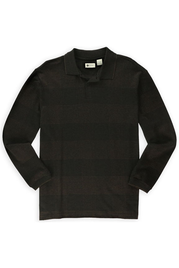 Mens Marled Grid Henley Sweater