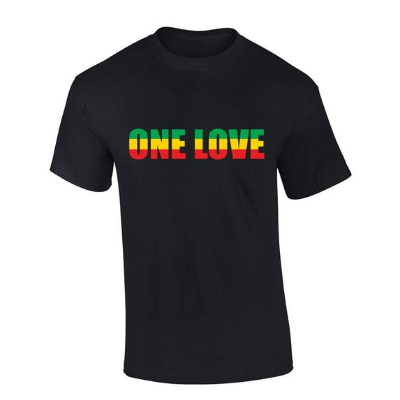 Mens Marley Tshirt One Love Rasta Flag Short Sleeve T-shirt-Black-4xl