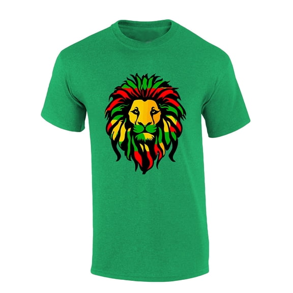 Mens Marley Tshirt Rastafarian Lion Rasta Flag Colors Short Sleeve T-shirt-Antique Irish Green-medium