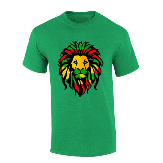 Mens Marley Tshirt Rastafarian Lion Rasta Flag Colors Short Sleeve T-shirt-Antique Irish Green-xxl