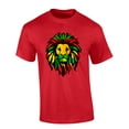 thumbnail image 1 of Mens Marley Tshirt Rastafarian Lion Rasta Flag Colors Short Sleeve T-shirt-Red-medium, 1 of 1
