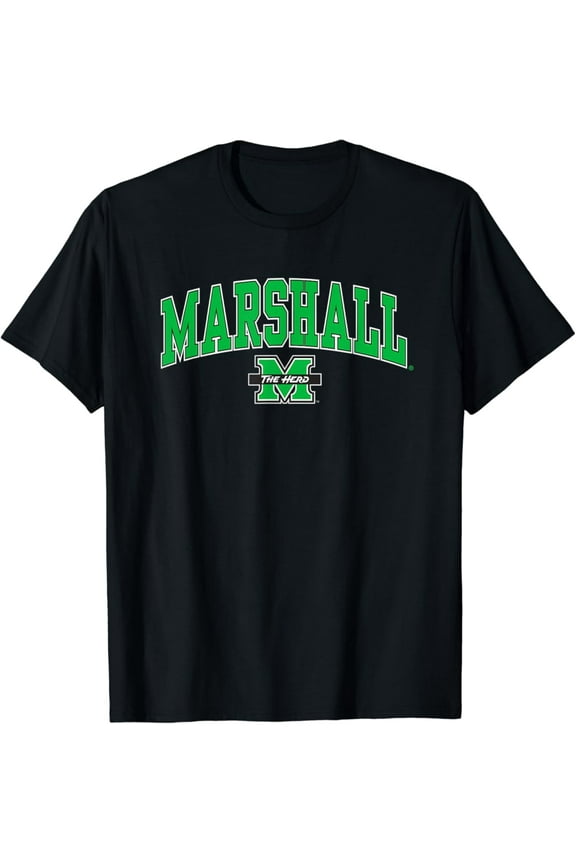 Mens Marshall Thundering Herd Arch Over Black T-Shirt