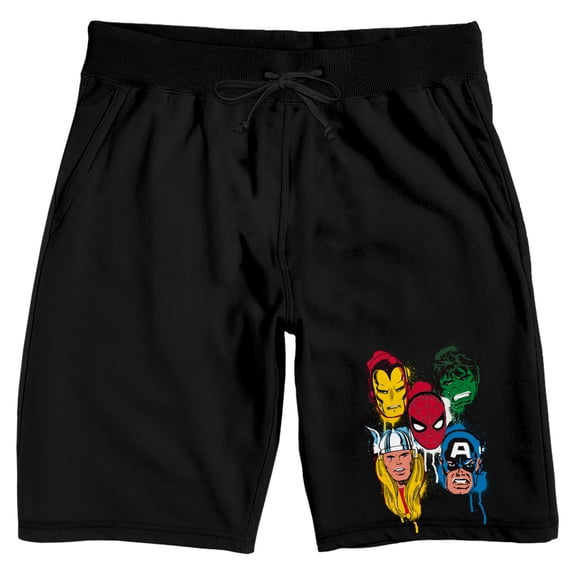 Mens Marvel Comic Book Avengers Black Sleep Pajama Shorts-L
