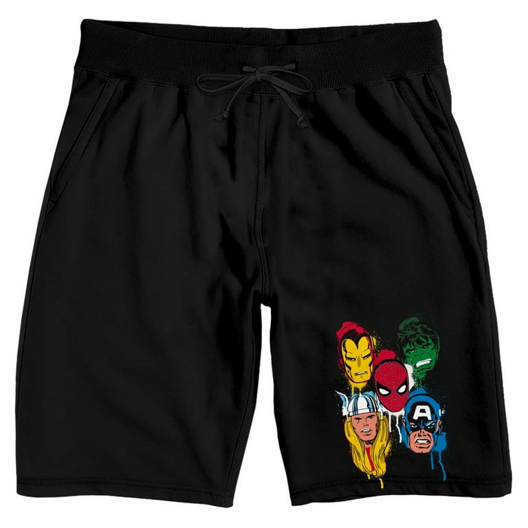 Mens Marvel Comic Book Avengers Black Sleep Pajama Shorts M
