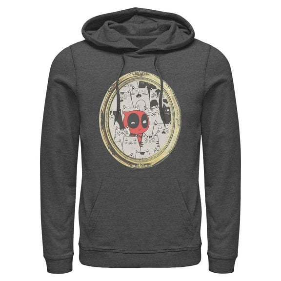 Mens Marvel Deadpool Cats Animated Frame Lightweight Hoodie